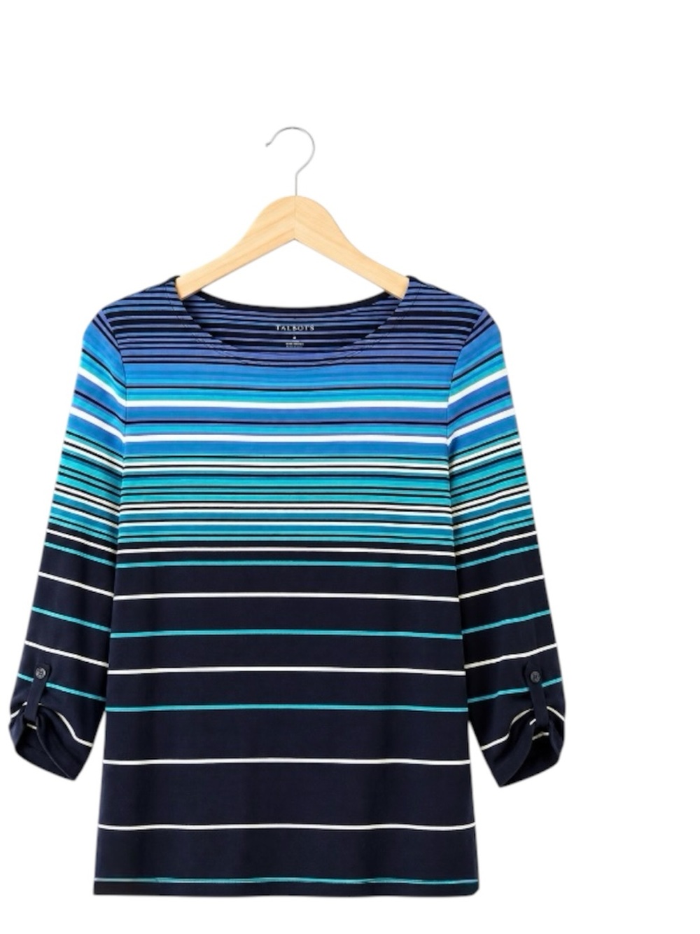 Talbots 3/4 Sleeve Multi Stripe Tee